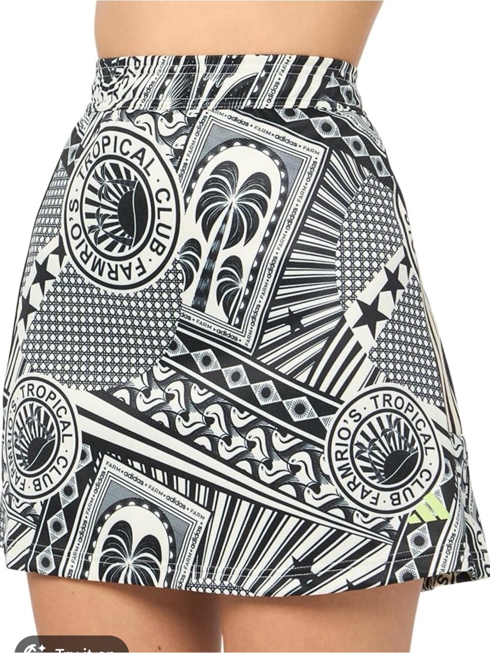 Adidas x farm Rio black white tropical print mini skirt  - S